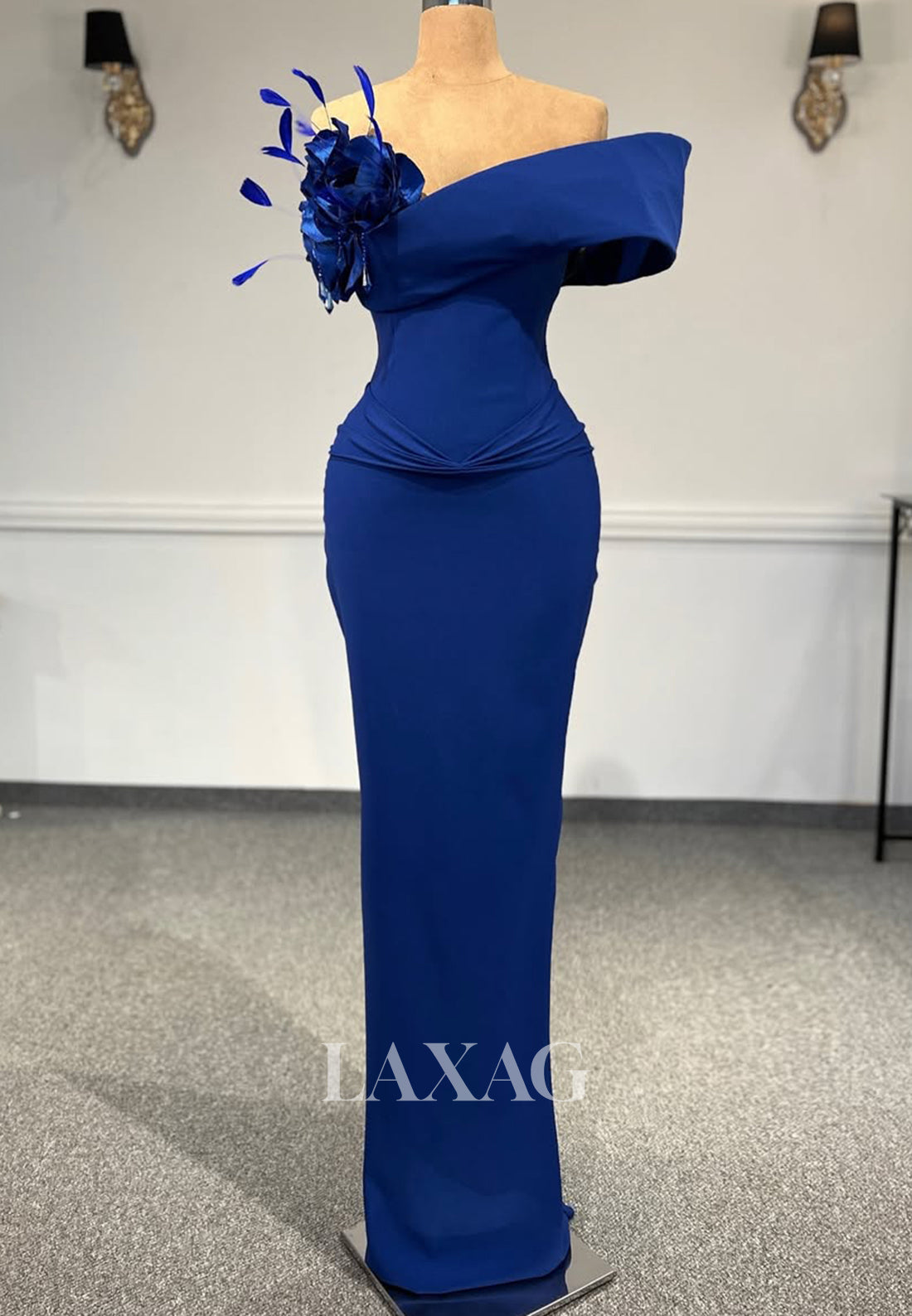Asymmetrical-Neck Off-Shoulder Sleeveless Mermaid Prom Dress Floral Em Laxag Asymmetrical-Neck Off-Shoulder Sleeveless Mermaid Prom Dress Floral Em Laxag