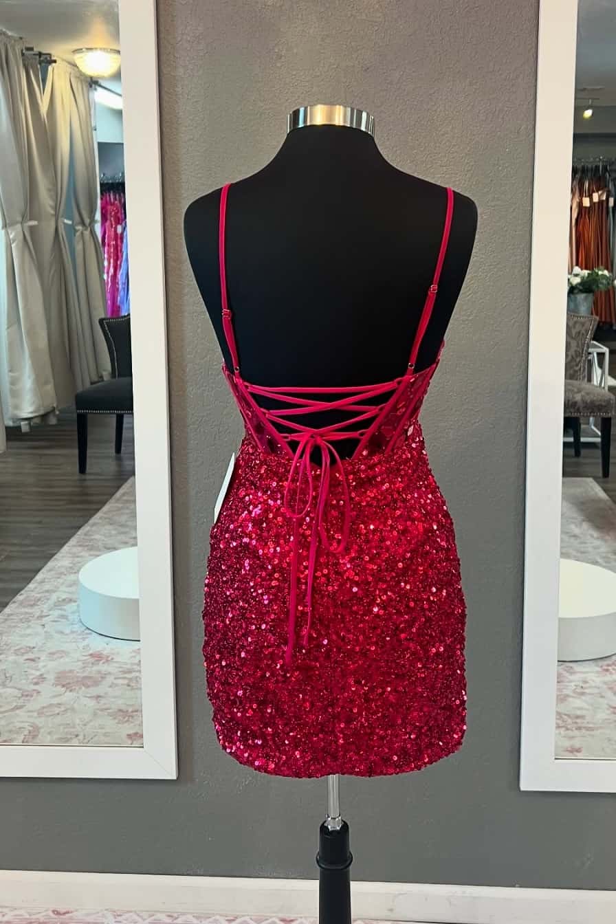 Crystal Embellished Corset Sequin Mini Dress