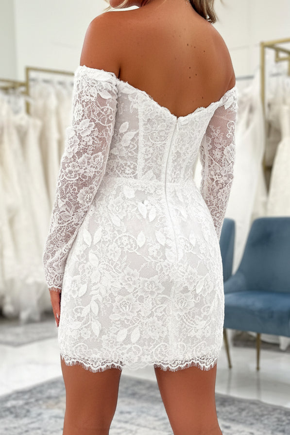 Off-the-Shoulder Lace Corset Mini Dress