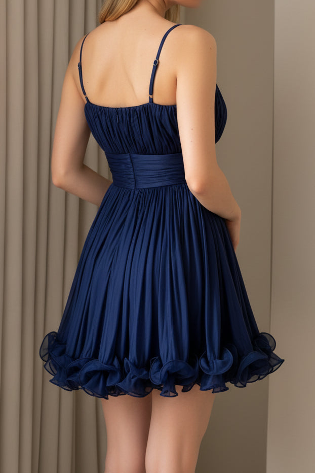 Ruffled Hem Fit and Flare Mini Dress