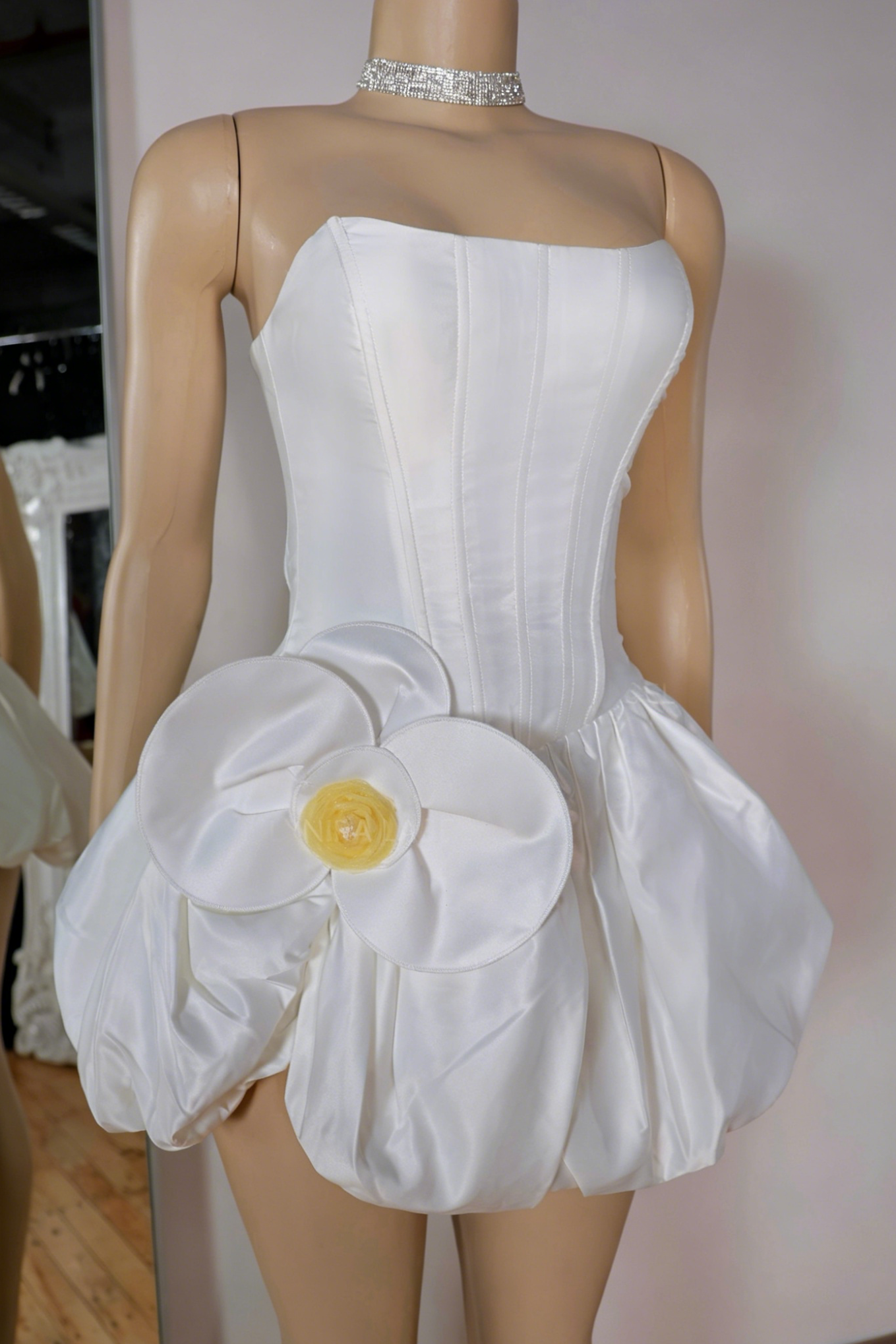 Strapless Corset Bubble Skirt Mini Dress
