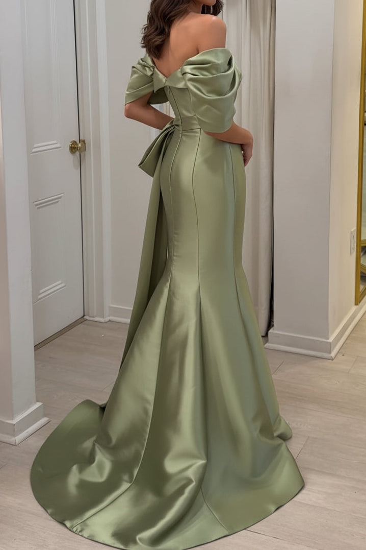 Off-the-Shoulder Trumpet Gown with Draped Side Bow