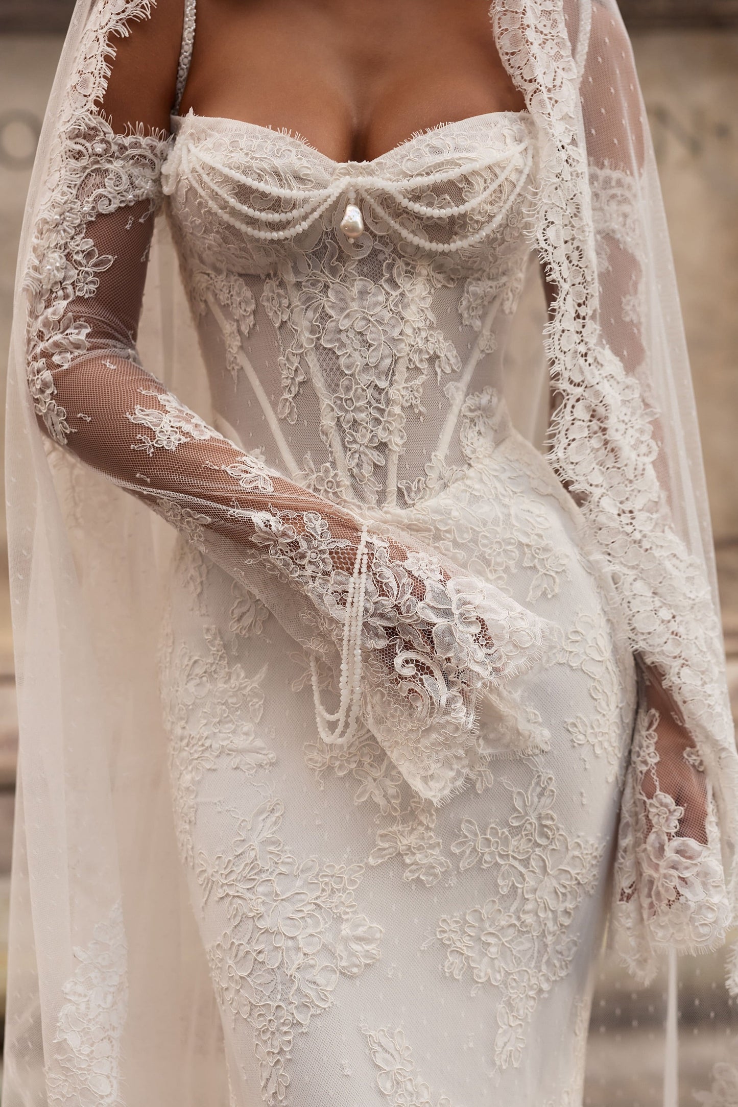 Lace Mermaid Wedding Dress with Corset Bodice