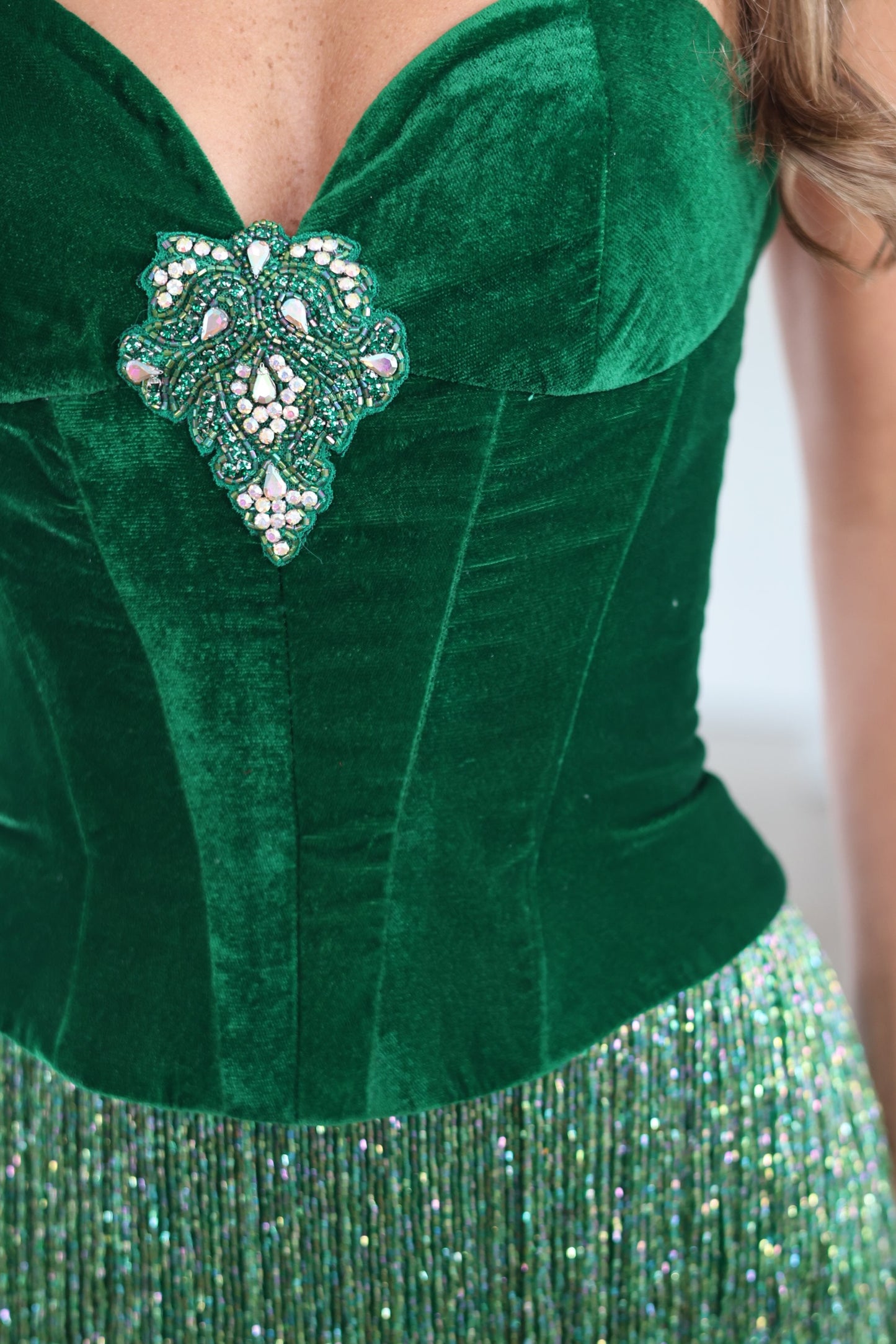 Velvet Corset Fringe Sequin Mini Dress