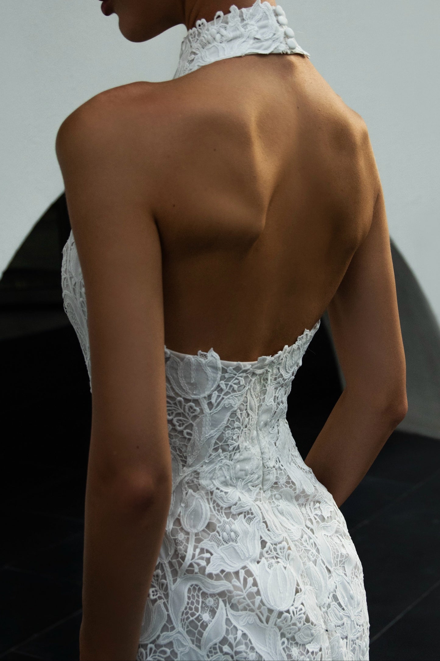 Halter High-Neck Lace Mermaid Wedding Dress