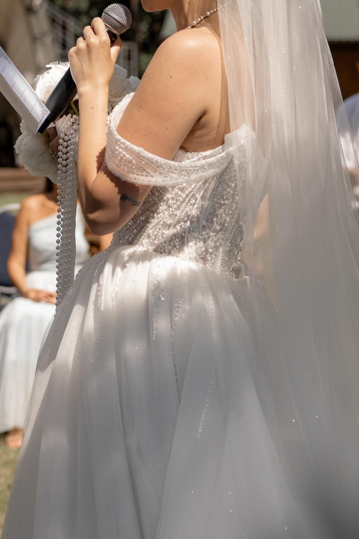 Off-the-Shoulder A-Line Wedding Dress with Train