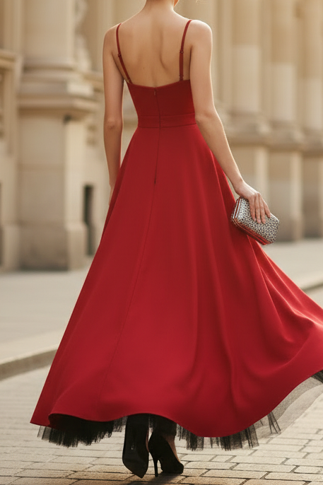 Spaghetti Strap Sweetheart A-Line Dress