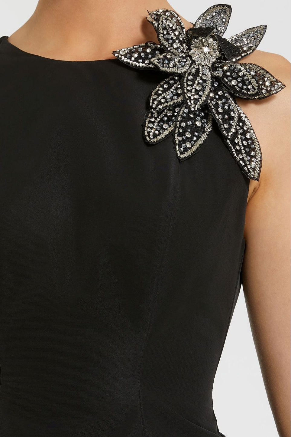 Sleeveless Bubble Skirt Mini Dress with Floral Applique