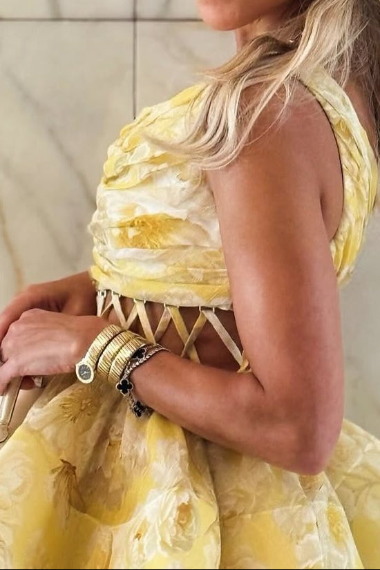 One-Shoulder Tiered Cut-Out Mini Dress
