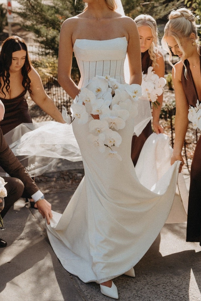 Strapless Corset Fit and Flare Wedding Dress