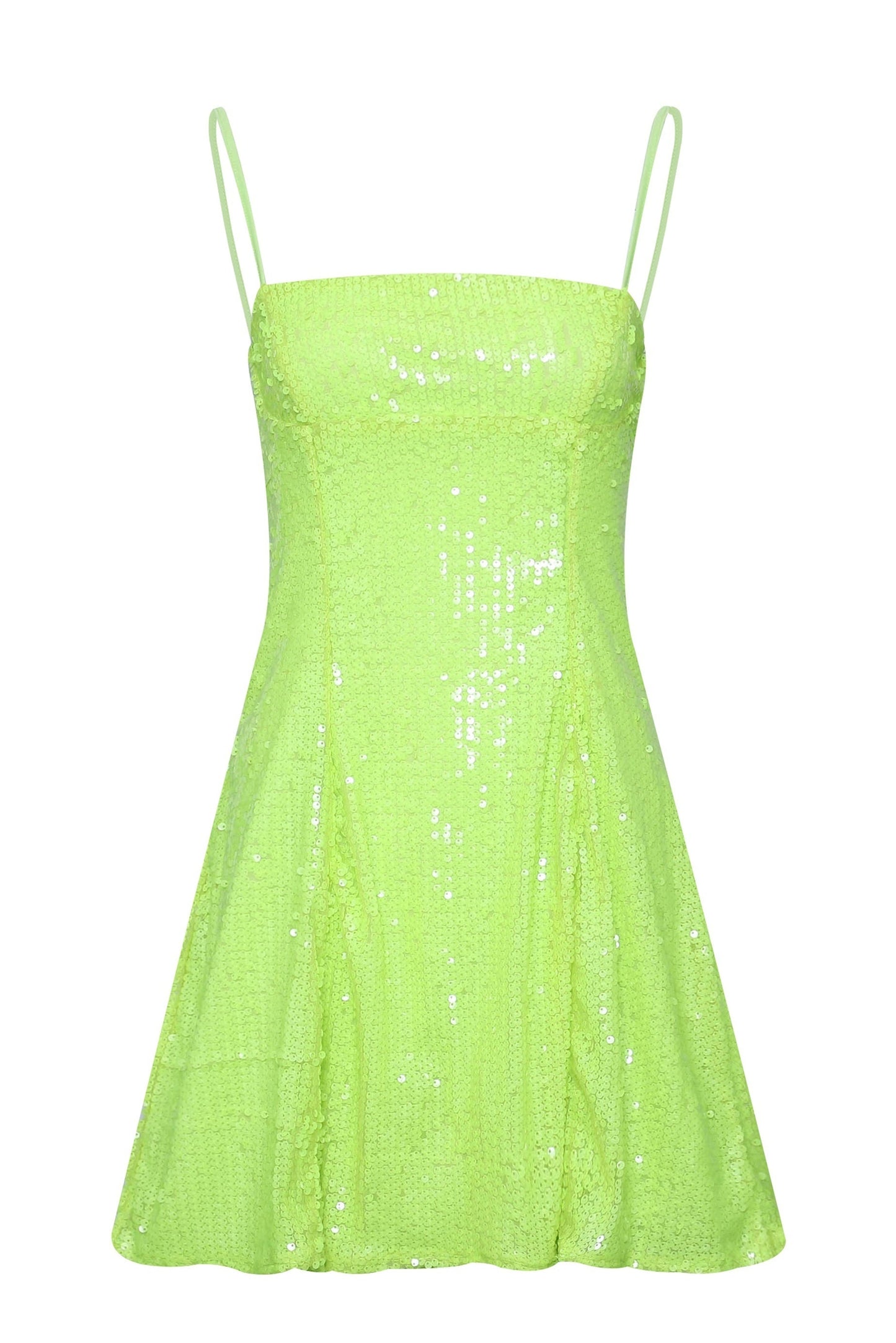 Sequined A-Line Mini Dress with Lace-Up Back