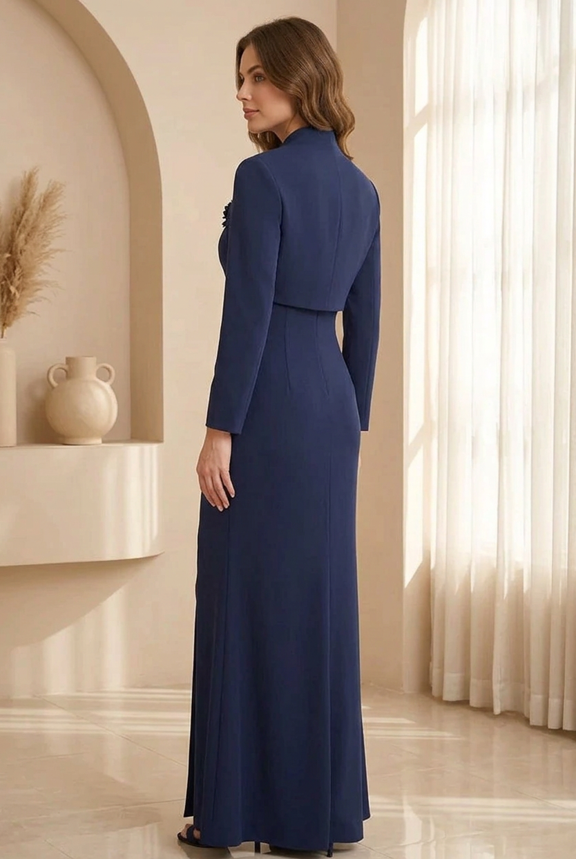 Gown with Bolero Jacket & 3D Floral Appliques