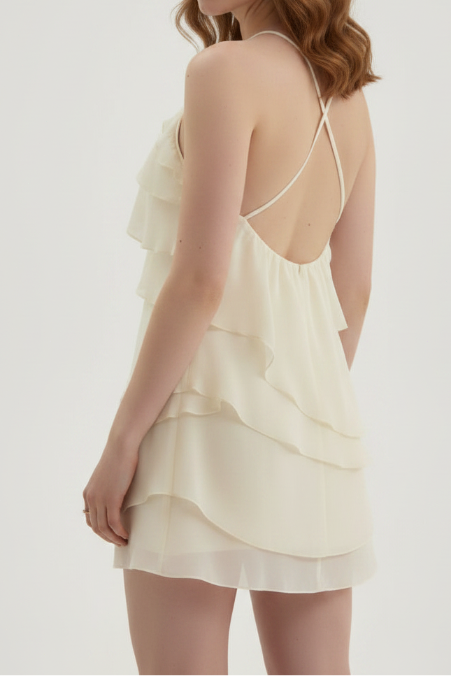 Tiered Ruffled One-Shoulder Mini Dress