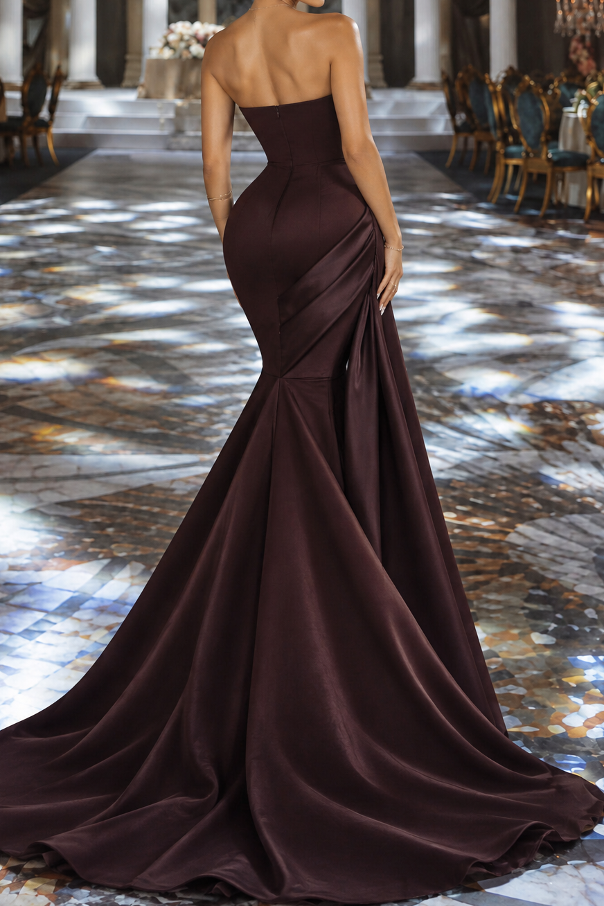 Strapless Mermaid Evening Gown with Draped Sash