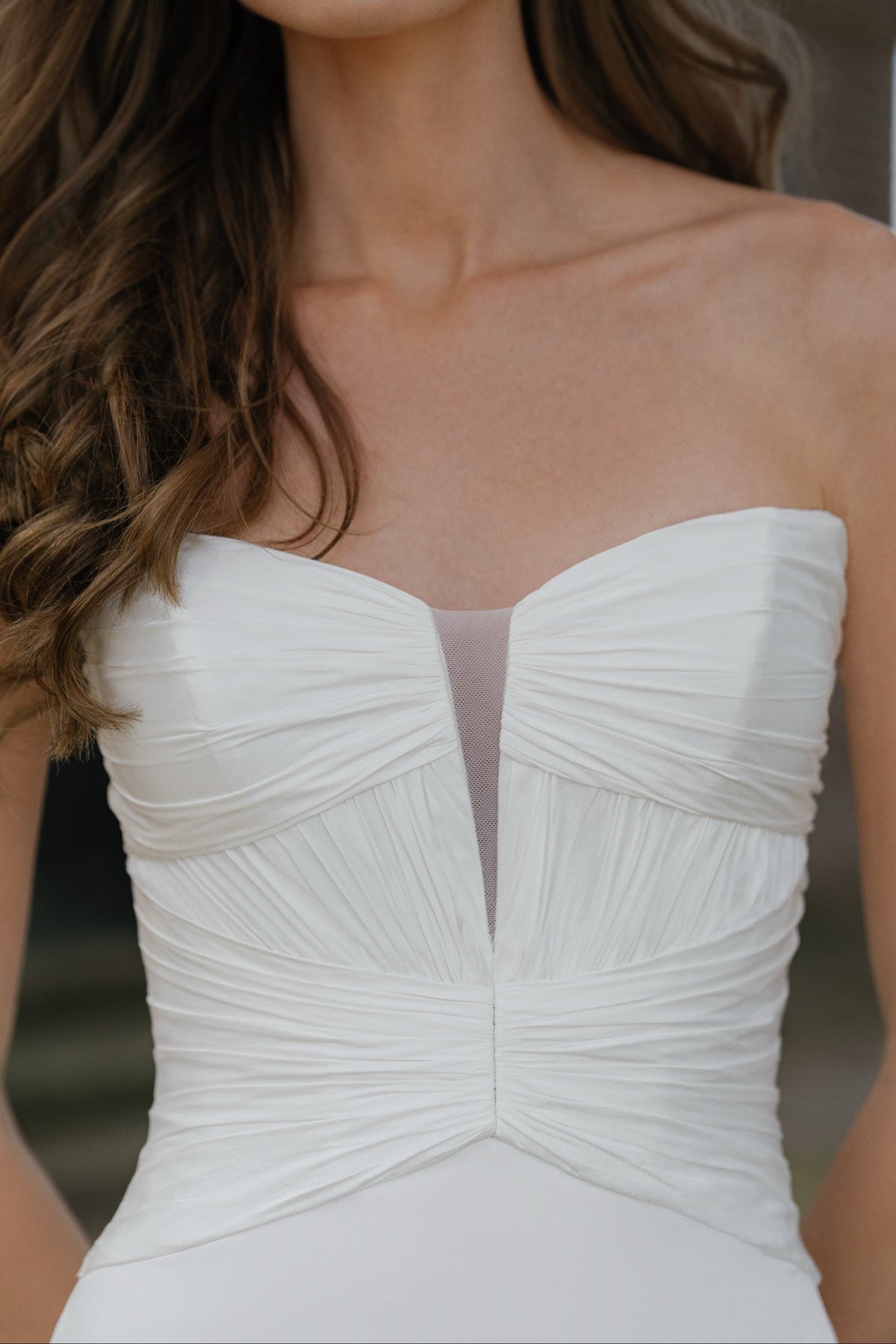 Strapless Ruched Bodice Trumpet Wedding Dress
