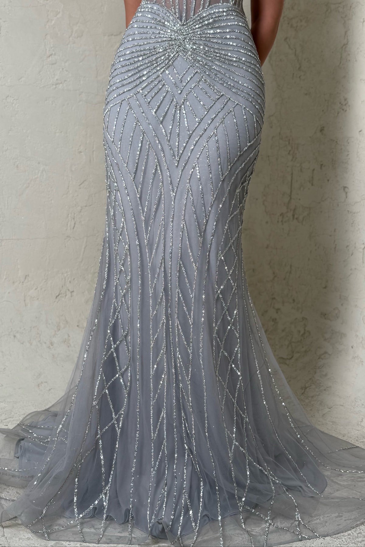 Corset Mermaid Evening Dress with Beaded Cape