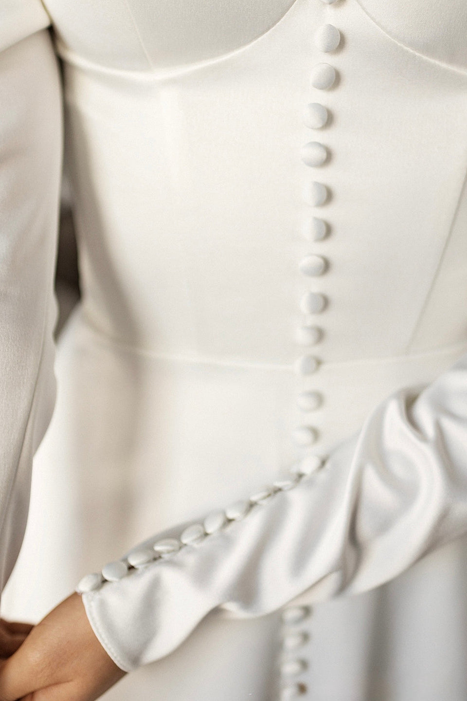 Satin Wedding Dress with Long Puff Sleeves