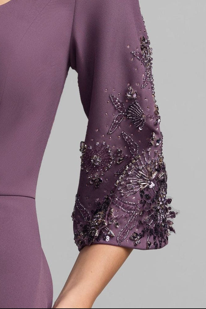 Square Neck A-Line Gown with Embellished Sleeves