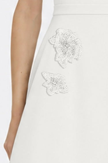 Embellished Boat Neck Midi Dress