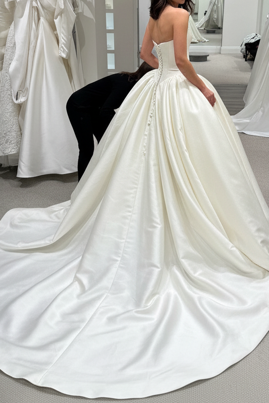 Strapless Satin Corset Ball Gown Wedding Dress