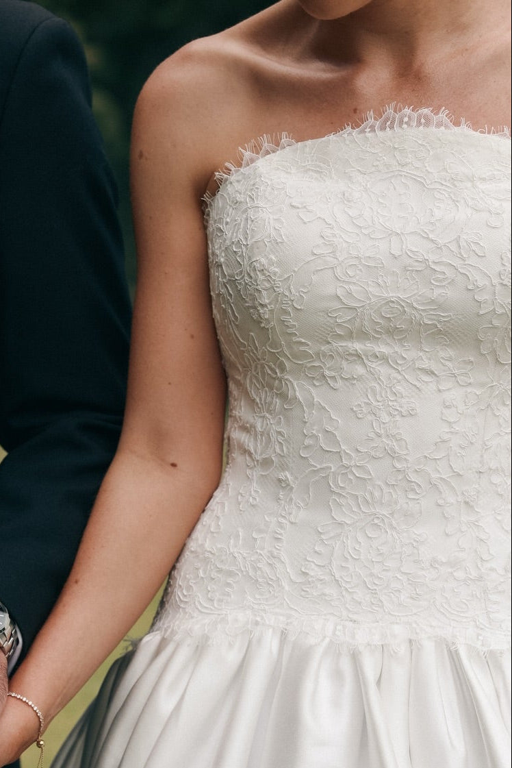 Strapless Satin Ball Gown Wedding Dress