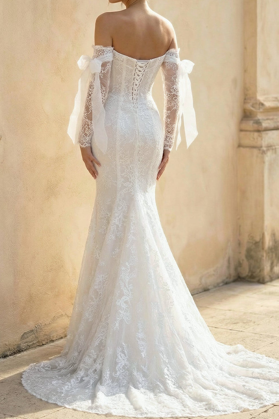 Lace Off-the-Shoulder Mermaid Wedding Dress