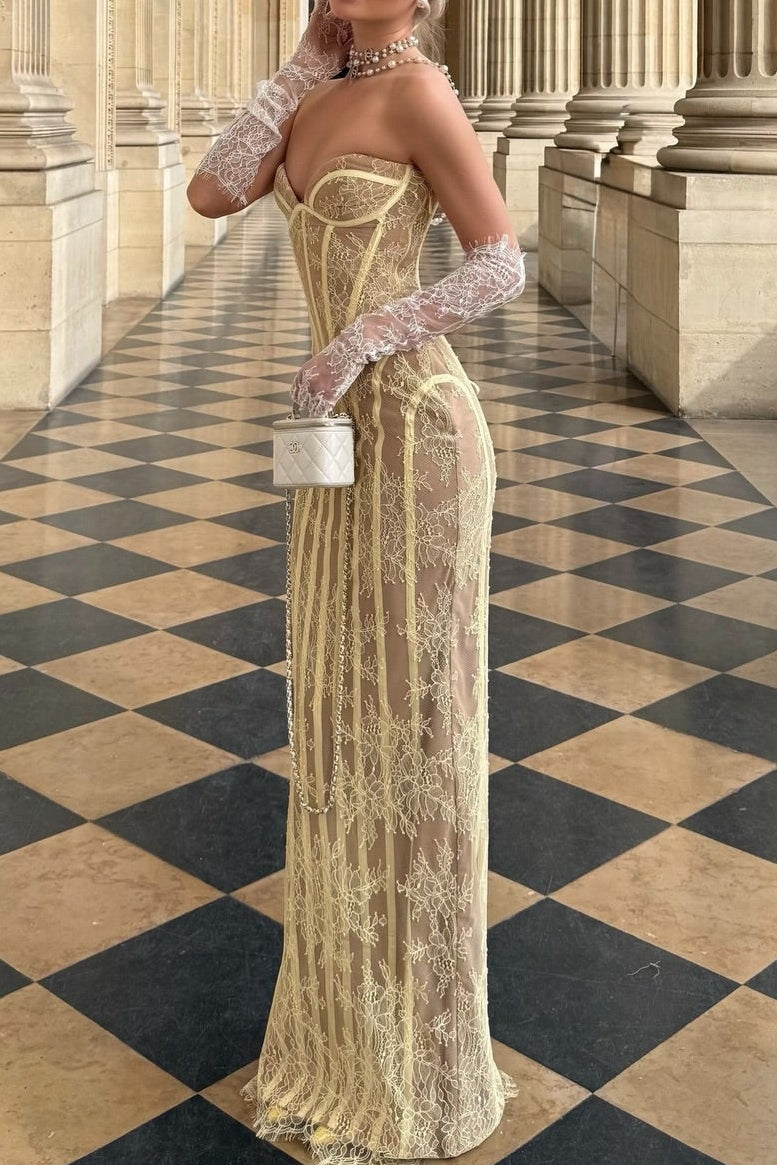 Lace Corset Sheath Evening Gown