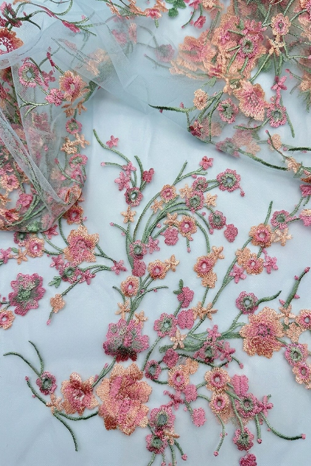 Floral Embroidered Illusion Gown with Bell Sleeves