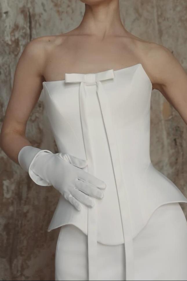 Strapless Mermaid Wedding Dress with Peplum Bodice