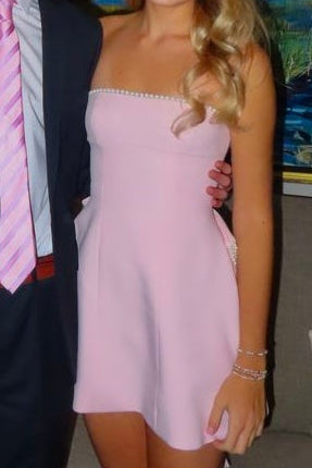 Strapless Pearl-Trimmed A-Line Mini Dress