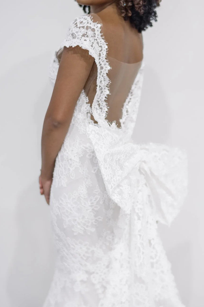 Lace Mermaid Wedding Dress with Statement Back Bow
