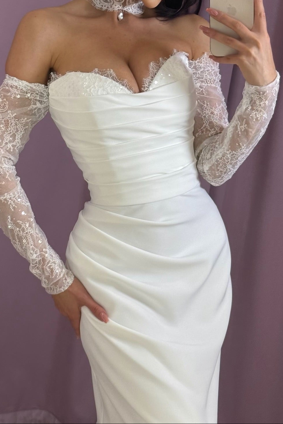 Off-the-Shoulder Ruched Mermaid Wedding Dress