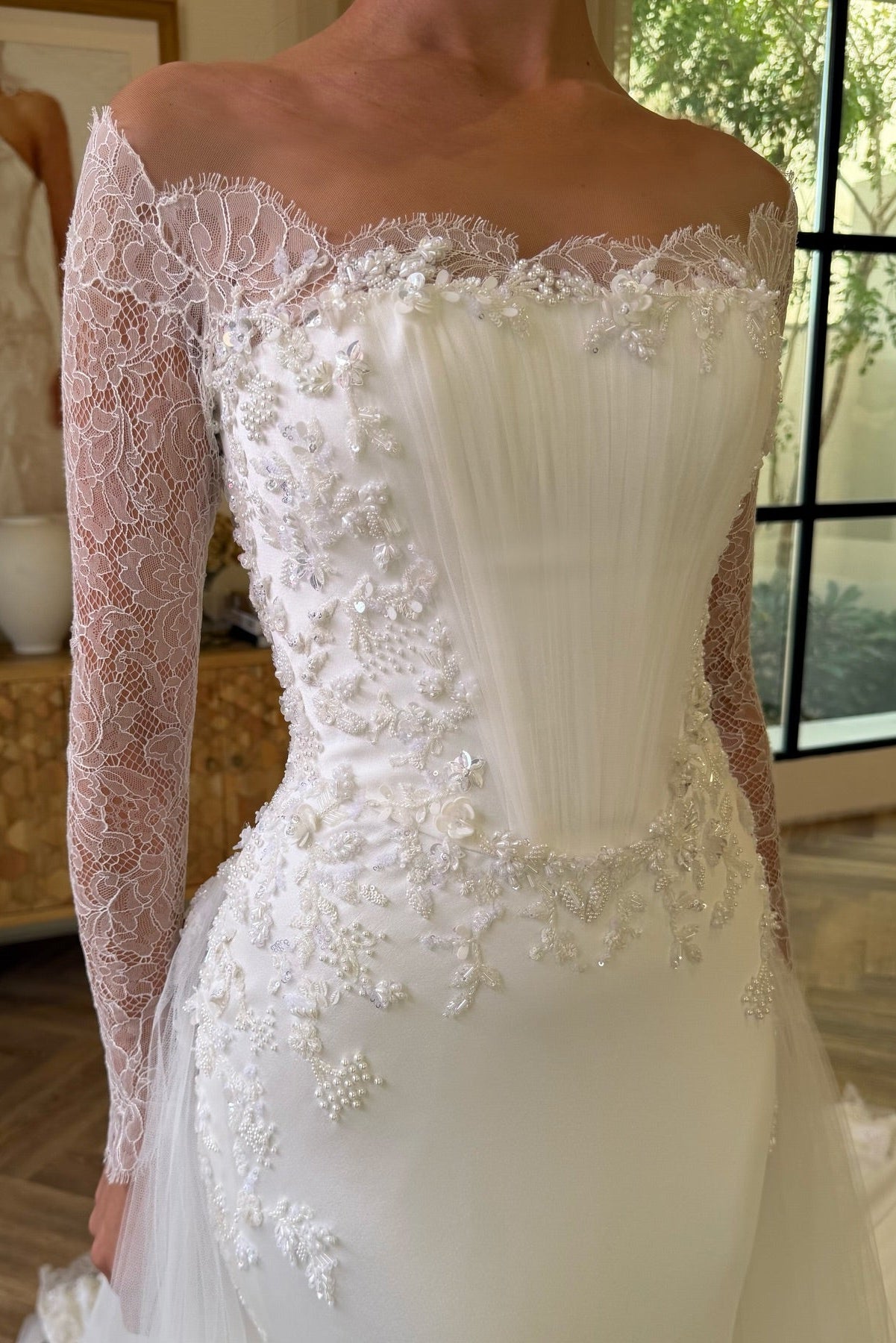 Off-the-Shoulder Lace Mermaid Wedding Dress