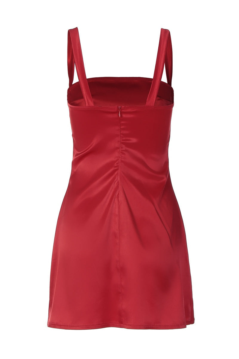 Satin Square Neck Mini Slip Dress
