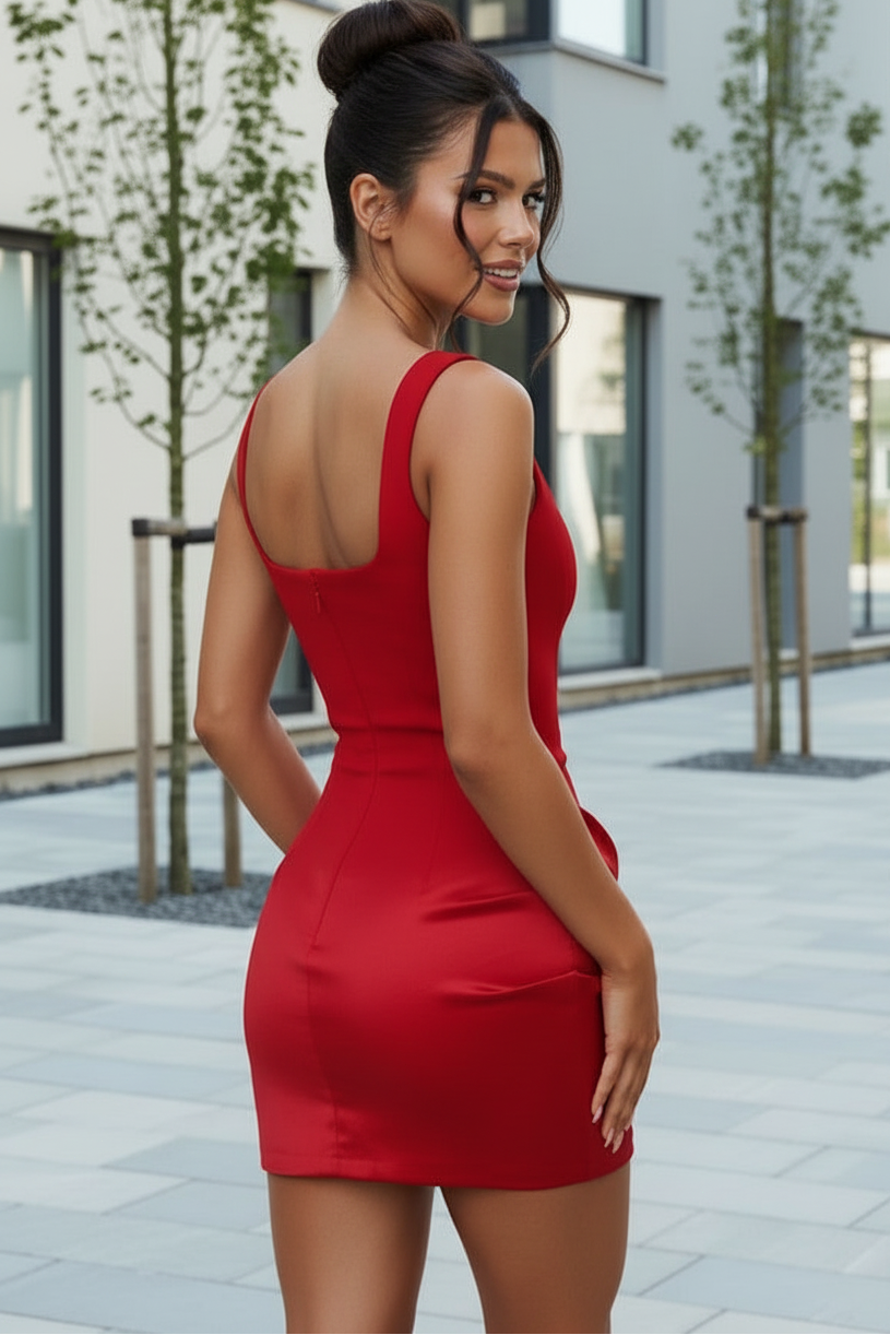Satin Draped Corset Mini Dress