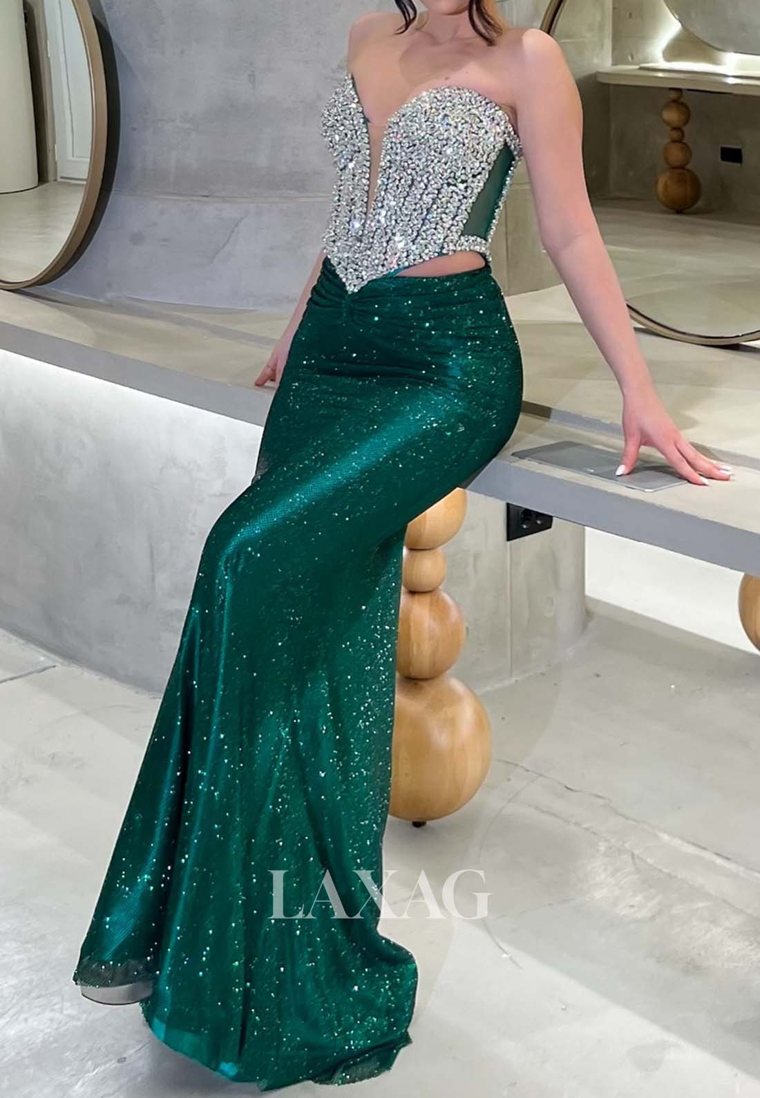 Plunging V-Neck Off-Shoulder Sleeveless Party Gowns Fully Sequined Beaded Mermaid Prom Dress