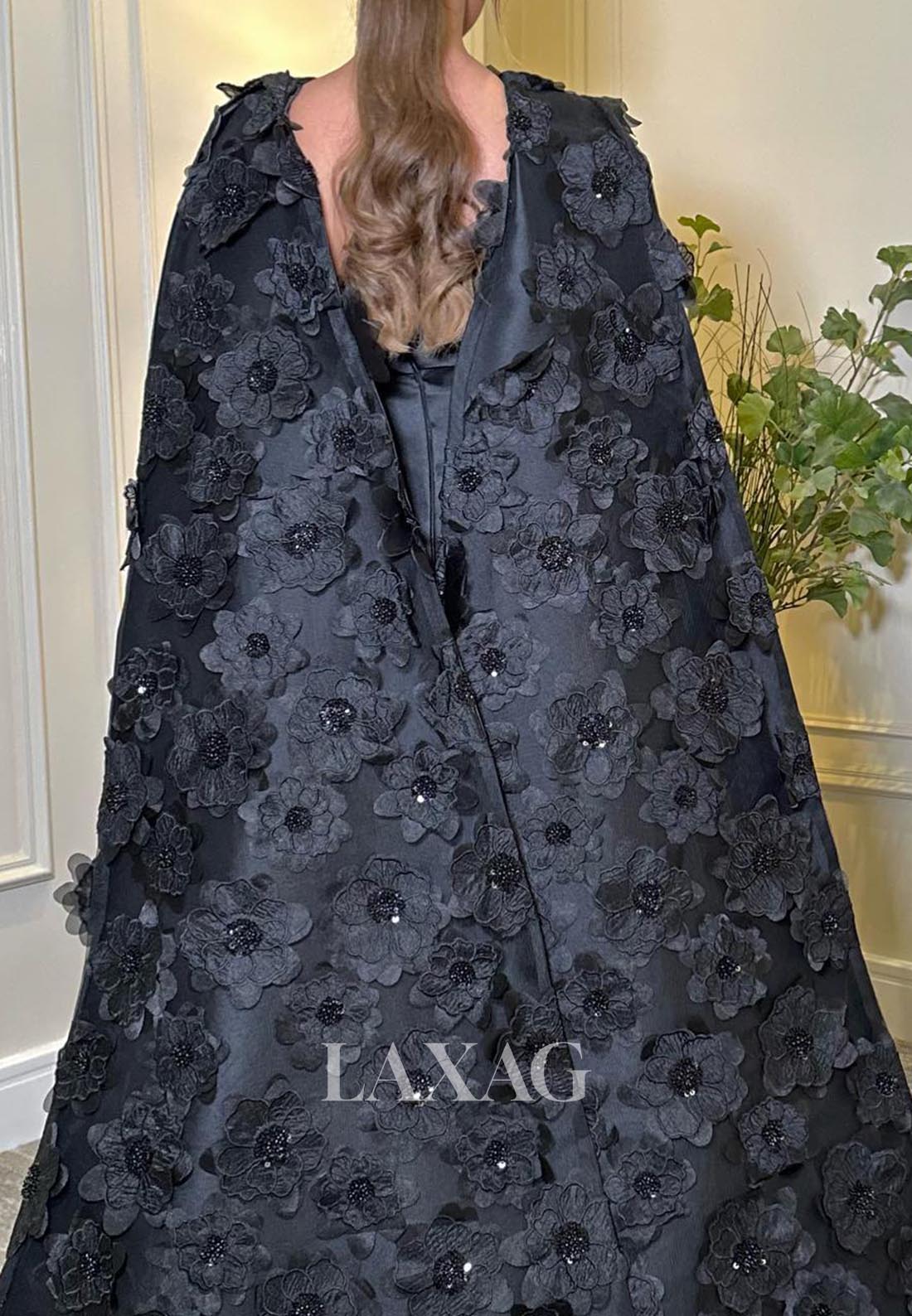 Tube Top Floral Embellished Satin Formal Gowns Sleeveless A-Line Evening Dress with Overlay