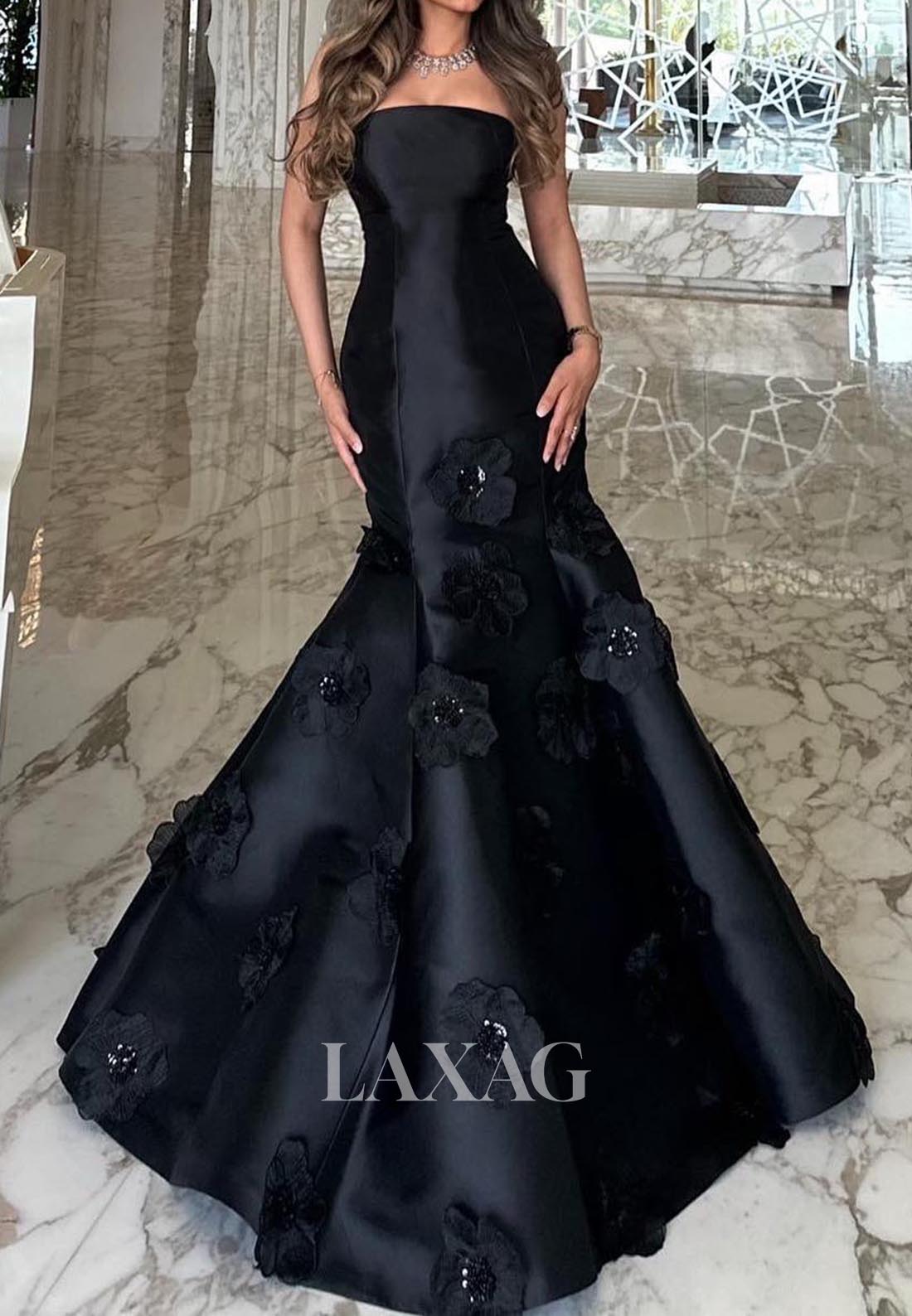 Off-Shoulder Sleeveless Satin Trumpet Mermaid Evening Dress Tube Top F Laxag Off-Shoulder Sleeveless Satin Trumpet Mermaid Evening Dress Tube Top F Laxag