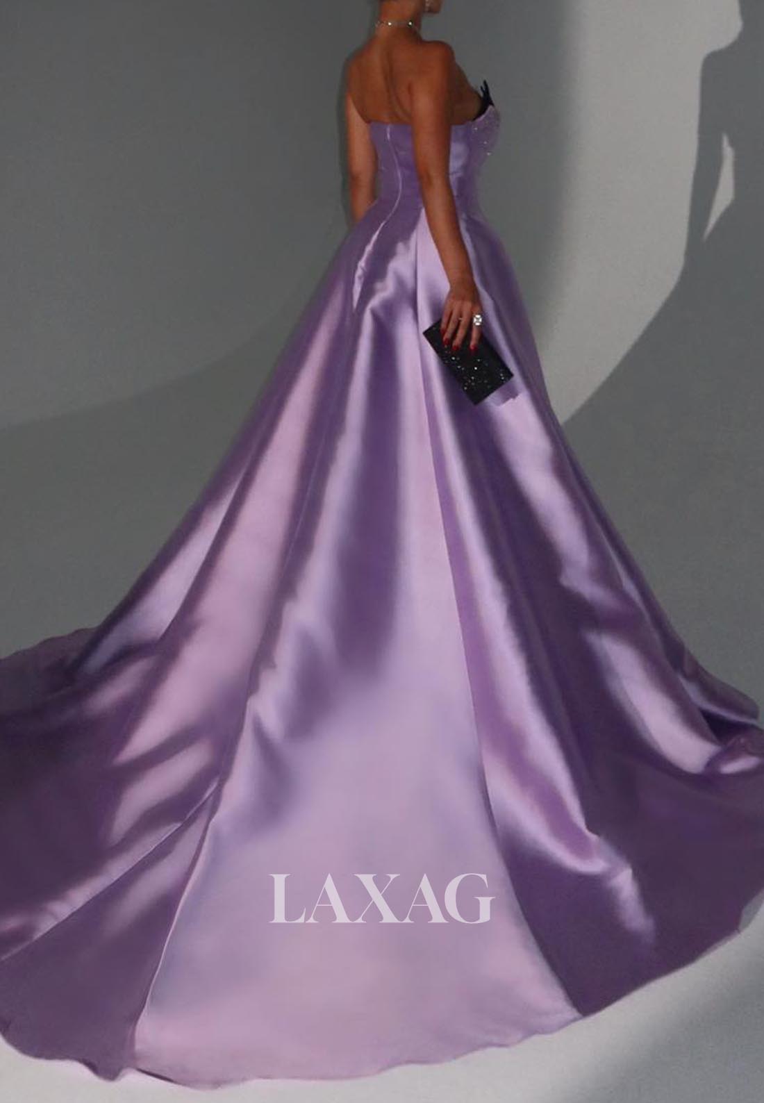 Sweetheart Off-Shoulder Sleeveless A-Line Formal Dress Beaded Satin A-Line Evening Gowns