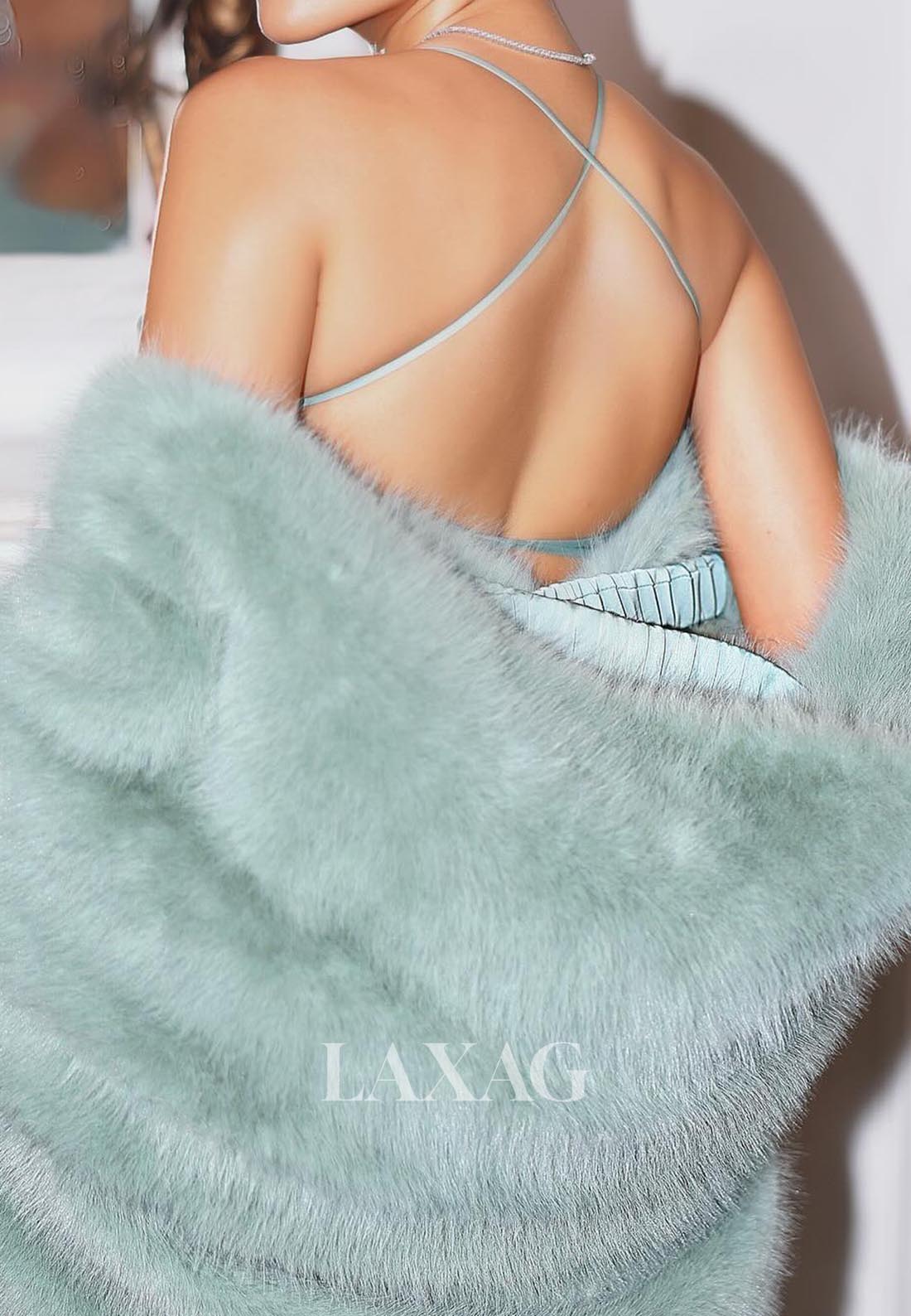 Scoop-Neck Spaghetti Straps Satin Mermaid Evening Dress Sleeveless Sweep Train Pleated Formal Gowns