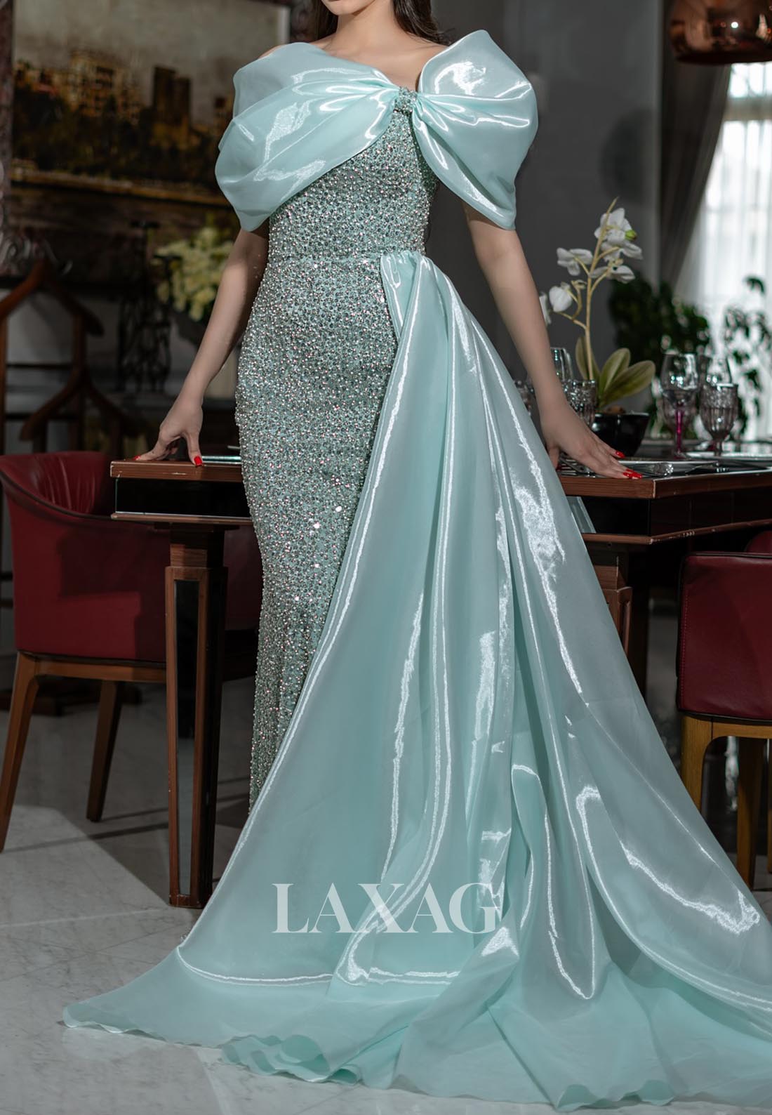 Tube Top Sleeveless Fully Beaded Pleated Chiffon Mermaid Evening Dress Laxag Tube Top Sleeveless Fully Beaded Pleated Chiffon Mermaid Evening Dress Laxag