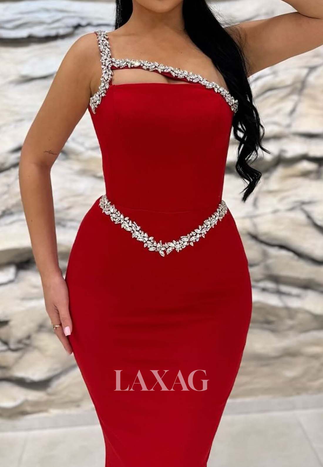 Tube Top One-Beaded-Strap Satin Evening Gowns Sleeveless Floor-Length Mermaid Prom Dress