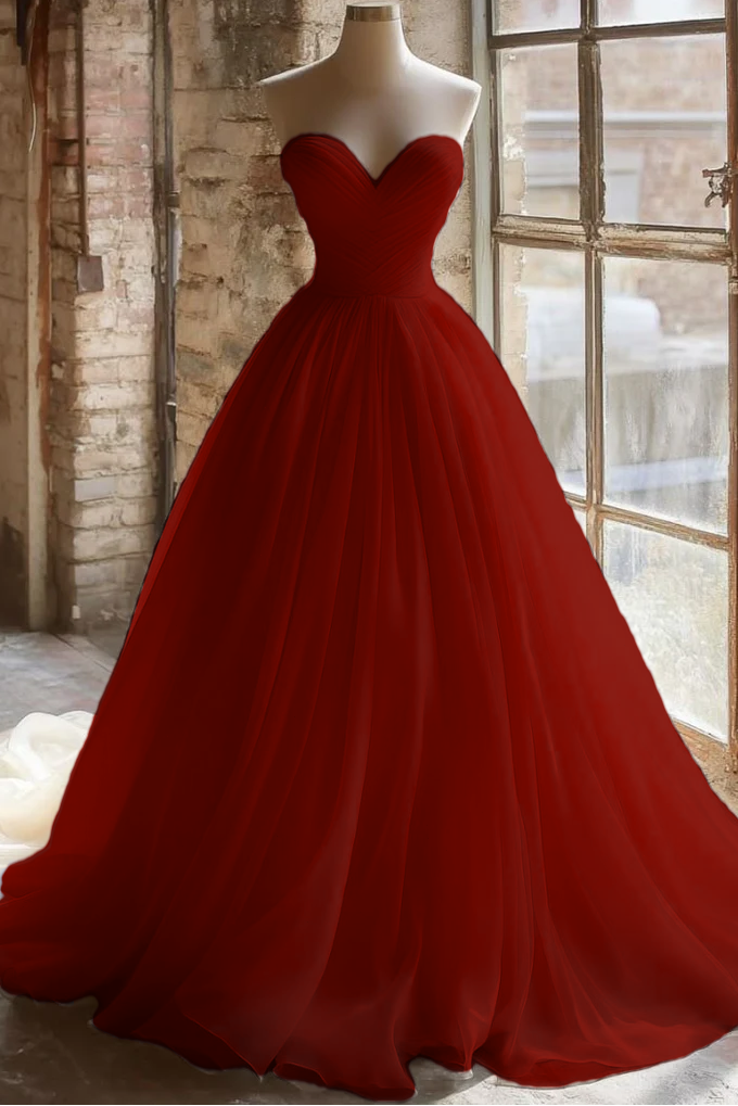 Sweetheart Off-Shoulder Sleeveless Chiffon Pleated Simple A-Line Wedding Dress with Train