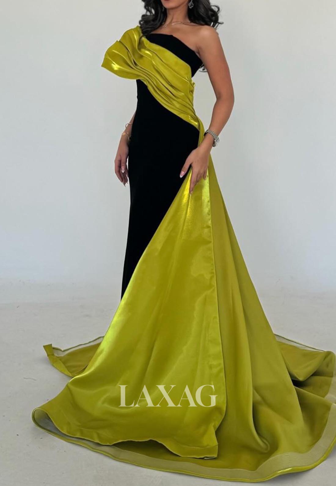 Off-Shoulder Sleeveless Pleated Formal Gowns Tube Top Two Tone Satin E Laxag Off-Shoulder Sleeveless Pleated Formal Gowns Tube Top Two Tone Satin E Laxag
