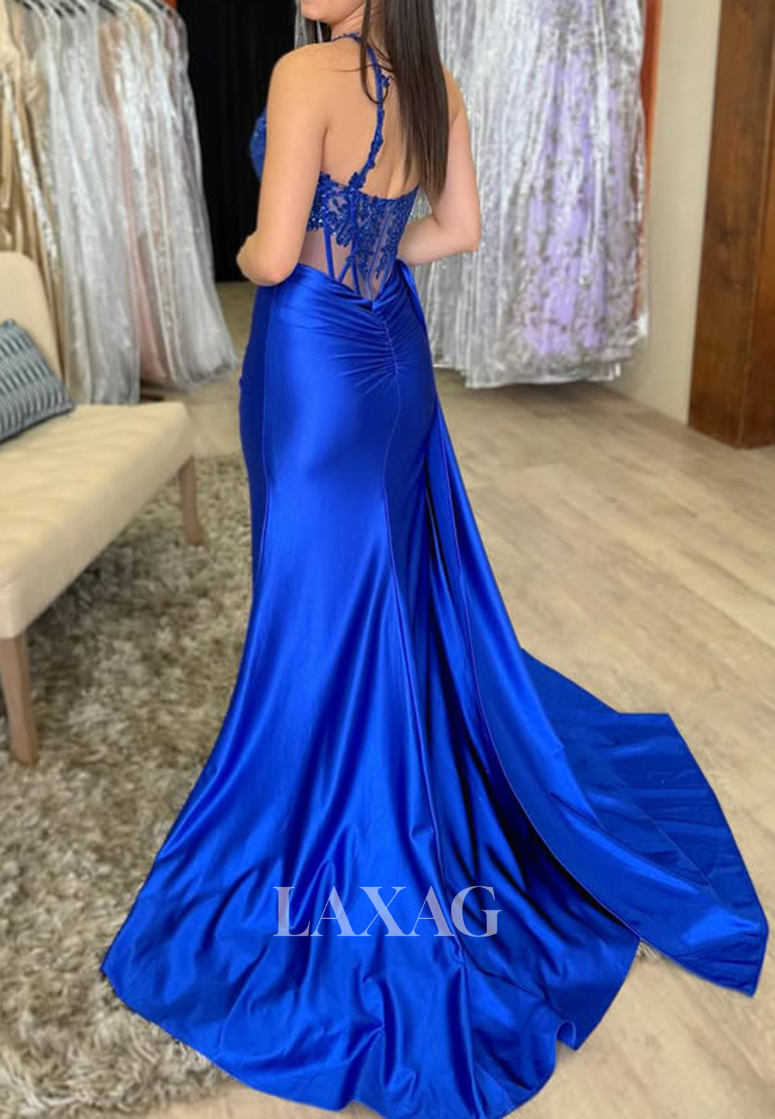 Sweetheart Spaghetti Straps Pleated Mermaid Prom Dress Sleeveless Applique Sequined Party Gowns