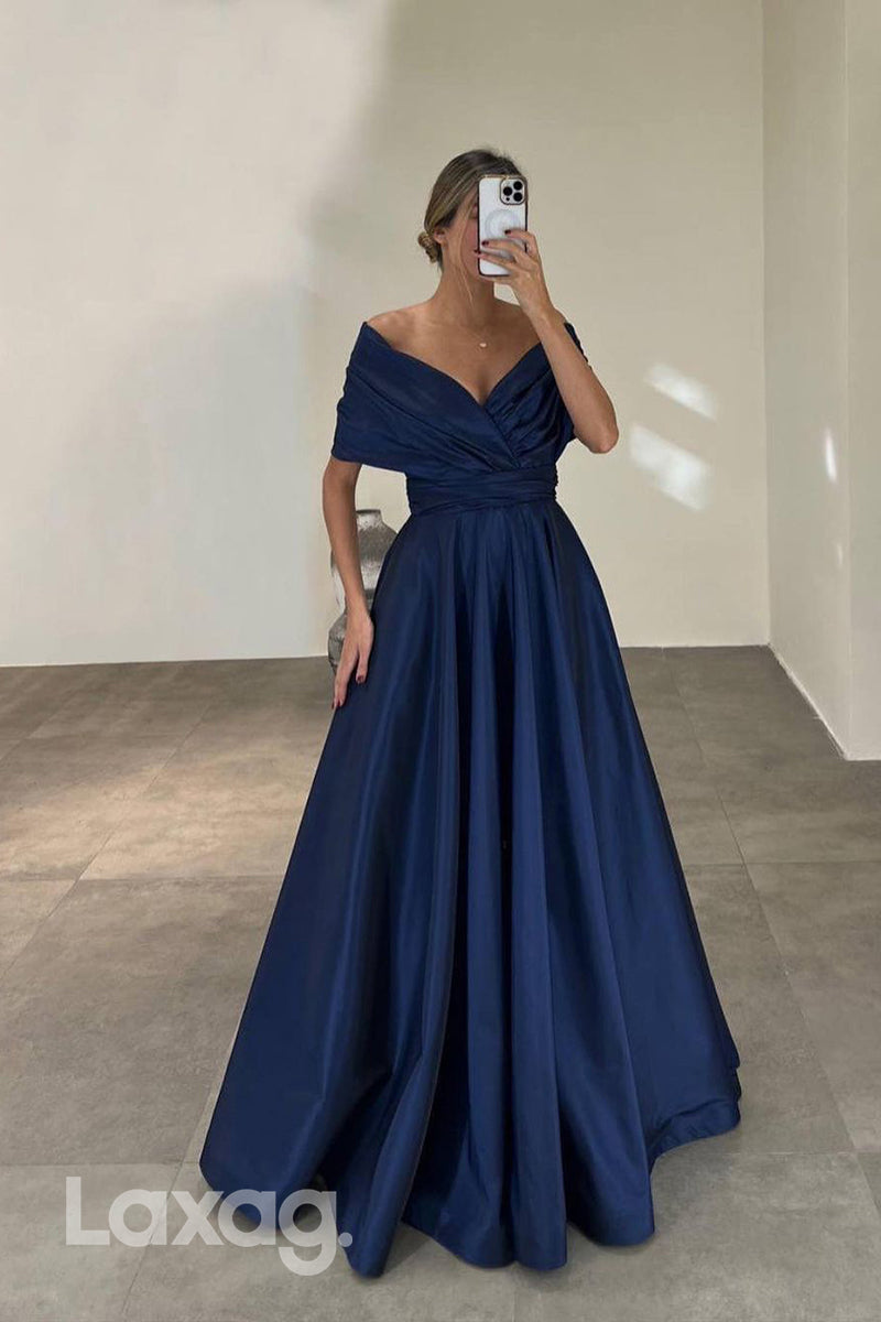 22045 - A line Off Shoulder Ruched Long Formal Evening Dress 22045 - A line Off Shoulder Ruched Long Formal Evening Dress