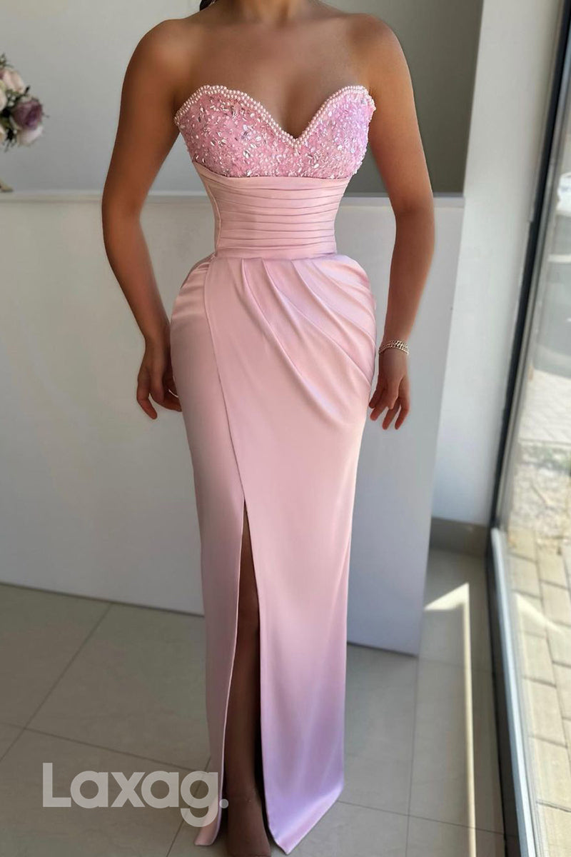 18720 - Sheath/Column V neck Ruched Long Semi Formal Prom Dress with S Laxag 18720 - Sheath/Column V neck Ruched Long Semi Formal Prom Dress with S Laxag