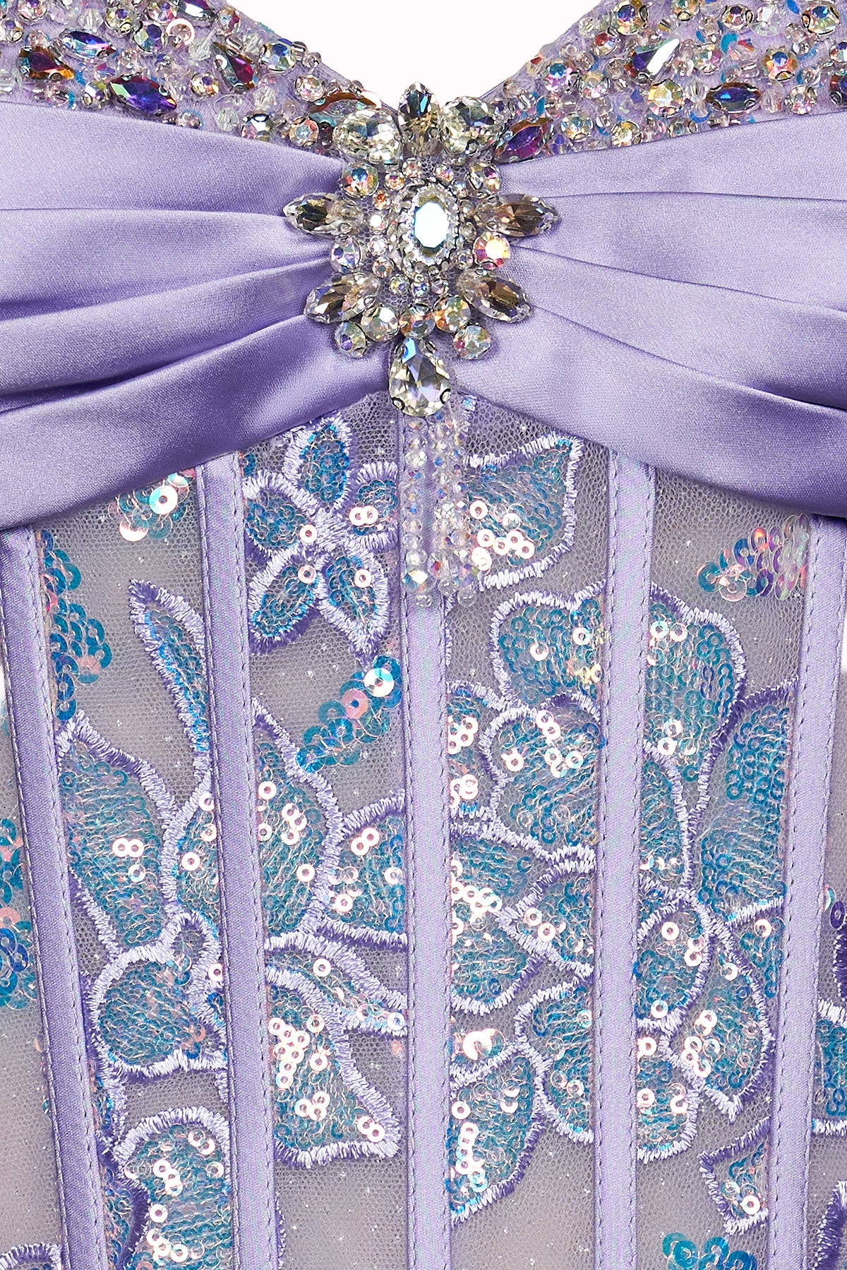 Sweetheart Sequined Applique Pleated Tulle Floor-Length Trumpet Mermaid Prom Dress