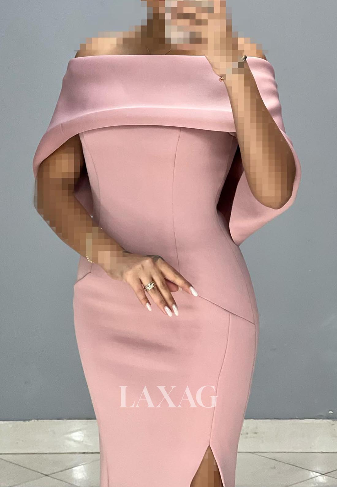 Tube Top Sleeveless Satin Formal Gowns Off-Shoulder Floor-Length Slit Mermaid Evening Dress