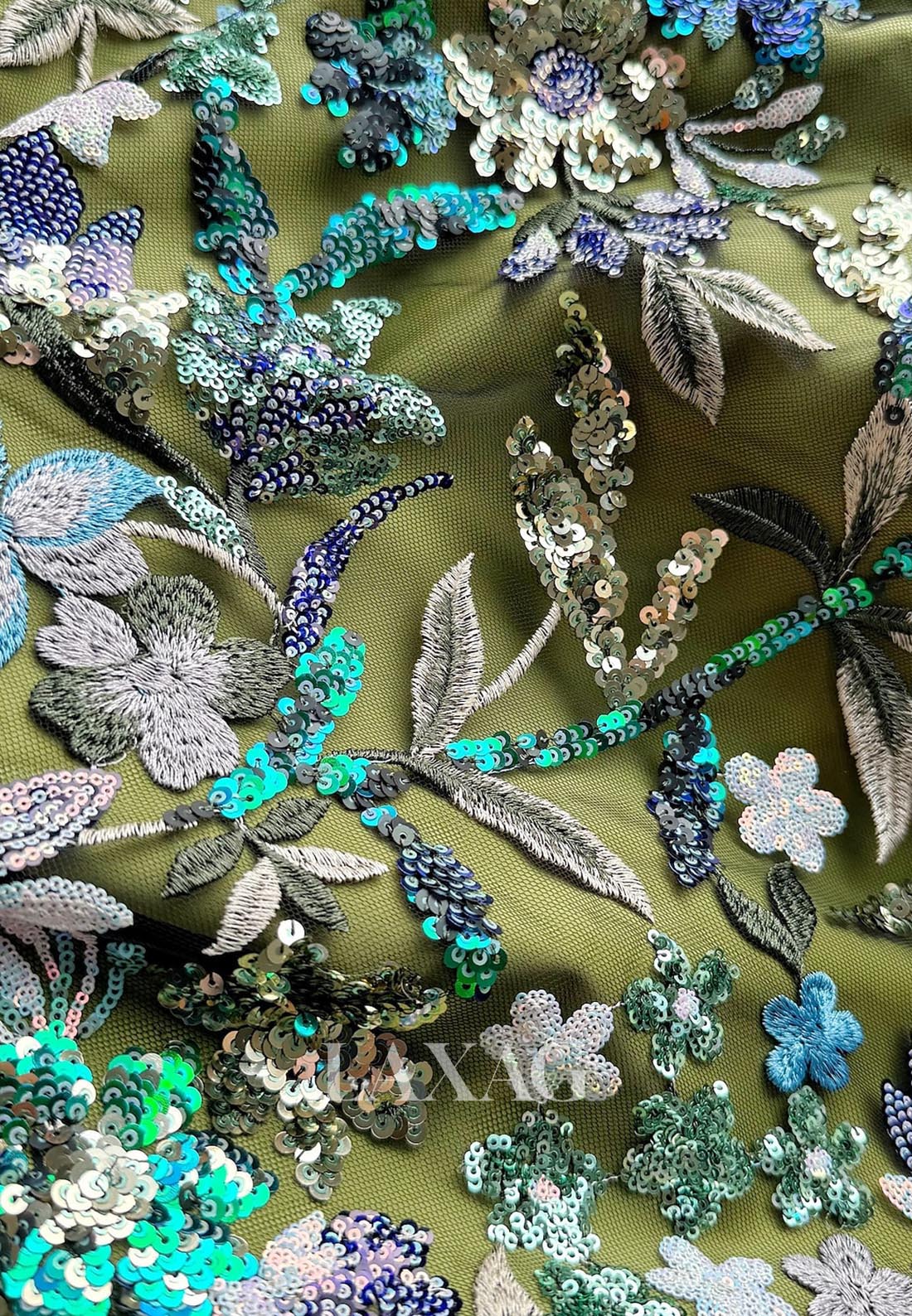 Asymmetrical-Neck Sleeveless Sequined Embroidered Floor-Length Mermaid Evening Dress